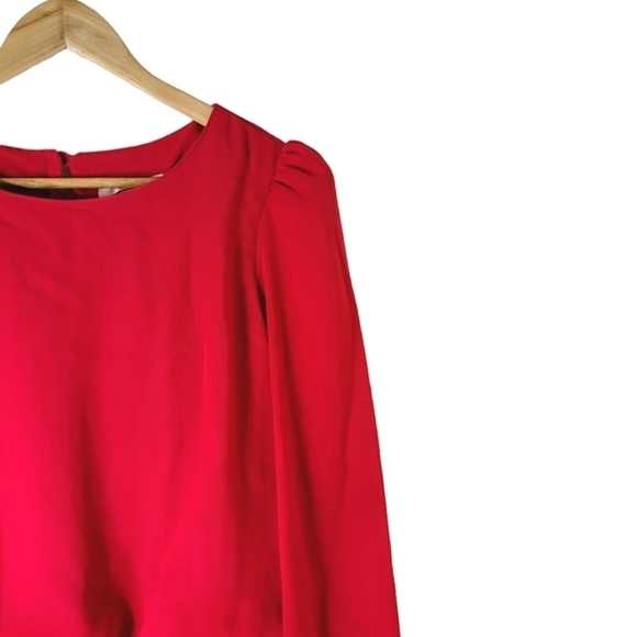 Vintage 1970s Cami Red Long Sleeves Drop-waist Pleated Midi Dress Womens Size 10 - Picture 8 of 15